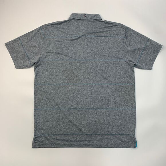 Devereux Polo Shirt Mens XXL 2XL Grey Blue Heathered Striped Performance Golf - Picture 6 of 9